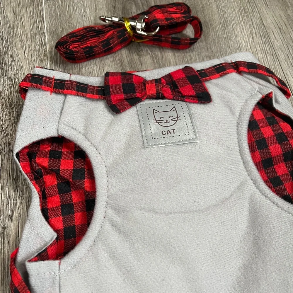 Adjustable Breathable Elegant British Style Jacket Cat Harness With Leash Collar